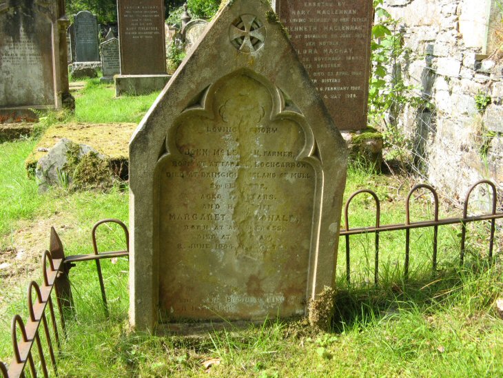 Photo of headstones/John McLennan d1892 Isle of Mull hdstn Lochcarron Old